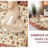 Ultra Soft Area Rug, Non Slip, Stain Resistant, Washable Area Rugs for Living Room, Bedroom, Rustic Earthy Toned Patterns(Red)