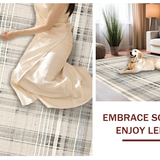 Ultra Soft Area Rug, Non Slip, Stain Resistant, Washable Area Rugs for Living Room, Bedroom, Elegant Monochrome Striped Area Rug with Retro Vibes and Geometric Design(Beige)
