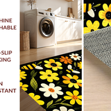 Ultra Soft Area Rug, Non Slip, Stain Resistant, Washable Area Rugs for Living Room, Bedroom, Charming Bee Floral Arrangement(Yellow)