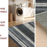 Ultra Soft Area Rug, Non Slip, Stain Resistant, Washable Area Rugs for Living Room, Bedroom, Contemporary Black and White Area Rug:  Striped Home Decor Carpet(Gray)