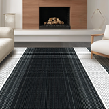 Ultra Soft Area Rug, Non Slip, Stain Resistant, Washable Area Rugs for Living Room, Bedroom, Sophisticated Neutral Diamond Layout(Black)