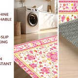 Ultra Soft Area Rug, Non Slip, Stain Resistant, Washable Area Rugs for Living Room, Bedroom, Elegant Playful Blossom Composition(White)