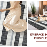 Ultra Soft Area Rug, Non Slip, Stain Resistant, Washable Area Rugs for Living Room, Bedroom, Black White Stripe Floor Rug(Gray)