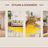Ultra Soft Area Rug, Non Slip, Stain Resistant, Washable Area Rugs for Living Room, Bedroom, Elegant Contemporary Artful Design(Yellow)