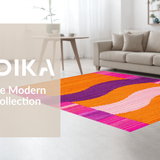 Ultra Soft Area Rug, Non Slip, Stain Resistant, Washable Area Rugs for Living Room, Bedroom, Colorful Contemporary Ethnic Fusion(Orange)