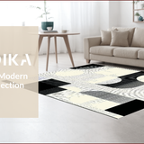 Ultra Soft Area Rug, Non Slip, Stain Resistant, Washable Area Rugs for Living Room, Bedroom, Handmade Wool Abstract(Black)