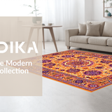 Ultra Soft Area Rug, Non Slip, Stain Resistant, Washable Area Rugs for Living Room, Bedroom, Elegant Multicolor Ethnic Motif(Orange)