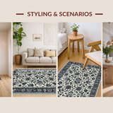 Ultra Soft Area Rug, Non Slip, Stain Resistant, Washable Area Rugs for Living Room, Bedroom, Luxurious Black and Grey Medallion(Beige)