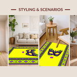 Ultra Soft Area Rug, Non Slip, Stain Resistant, Washable Area Rugs for Living Room, Bedroom, Vibrant Mosaic Masquerade Design(Yellow)