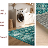 Ultra Soft Area Rug, Non Slip, Stain Resistant, Washable Area Rugs for Living Room, Bedroom, Vibrant Geometric Motif Fusion(Blue)