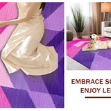Ultra Soft Area Rug, Non Slip, Stain Resistant, Washable Area Rugs for Living Room, Bedroom, Vivid Colorful Tiled Motif(Purple)