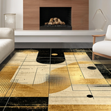 Ultra Soft Area Rug, Non Slip, Stain Resistant, Washable Area Rugs for Living Room, Bedroom, Striking Modern Abstract Composition(Gold)