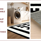 Ultra Soft Area Rug, Non Slip, Stain Resistant, Washable Area Rugs for Living Room, Bedroom, Geometric Black Stair Mats Slip Resistant Design(Black)