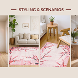 Ultra Soft Area Rug, Non Slip, Stain Resistant, Washable Area Rugs for Living Room, Bedroom, Dreamy Botanical Print Charm(Pink)