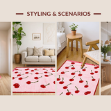 Ultra Soft Area Rug, Non Slip, Stain Resistant, Washable Area Rugs for Living Room, Bedroom, Adorable Cartoon Fruit Design(Pink)