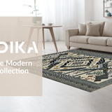 Ultra Soft Area Rug, Non Slip, Stain Resistant, Washable Area Rugs for Living Room, Bedroom, Rustic Textured Contrast Elements(Black)