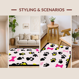 Ultra Soft Area Rug, Non Slip, Stain Resistant, Washable Area Rugs for Living Room, Bedroom, Adorable Furry Friends Print Style(Pink)