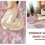 Ultra Soft Area Rug, Non Slip, Stain Resistant, Washable Area Rugs for Living Room, Bedroom, Trendy Textured Pink Motif(Pink)