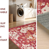 Ultra Soft Area Rug, Non Slip, Stain Resistant, Washable Area Rugs for Living Room, Bedroom, Rustic Puce Red Artful Flourish(Red)
