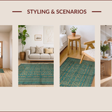 Ultra Soft Area Rug, Non Slip, Stain Resistant, Washable Area Rugs for Living Room, Bedroom, Artisan Crafted Western Charm(Blue)