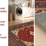 Ultra Soft Area Rug, Non Slip, Stain Resistant, Washable Area Rugs for Living Room, Bedroom, Rustic Red and Gold Patterns(Red)
