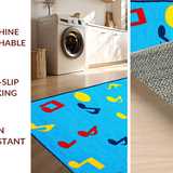 Ultra Soft Area Rug, Non Slip, Stain Resistant, Washable Area Rugs for Living Room, Bedroom, Cheerful Rhythmic Round Design(Blue)