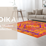 Ultra Soft Area Rug, Non Slip, Stain Resistant, Washable Area Rugs for Living Room, Bedroom, Chic Ethnic Patterned Accent(Orange)