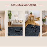 Ultra Soft Area Rug, Non Slip, Stain Resistant, Washable Area Rugs for Living Room, Bedroom, Playful Whimsical Cat Bedroom Plush Accent Mat(Black)