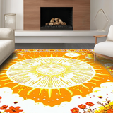 Ultra Soft Area Rug, Non Slip, Stain Resistant, Washable Area Rugs for Living Room, Bedroom, Whimsical Sun and Moon Embellishments(Orange)