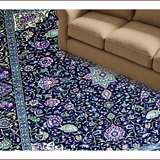 Ultra Soft Area Rug, Non Slip, Stain Resistant, Washable Area Rugs for Living Room, Bedroom, Eclectic Multicolor Floral Motif(Blue)