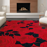 Ultra Soft Area Rug, Non Slip, Stain Resistant, Washable Area Rugs for Living Room, Bedroom, Bold Modern Botanical Print(Red)