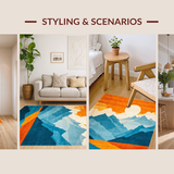 Whimsical Geometric Swirls(Blue)