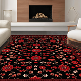 Ultra Soft Area Rug, Non Slip, Stain Resistant, Washable Area Rugs for Living Room, Bedroom, Lush Traditional Black and Burgundy(Black)