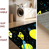 Ultra Soft Area Rug, Non Slip, Stain Resistant, Washable Area Rugs for Living Room, Bedroom, Whimsical Galactic Exploration Theme(Yellow)