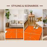 Ultra Soft Area Rug, Non Slip, Stain Resistant, Washable Area Rugs for Living Room, Bedroom, Energetic Round Sports Theme Decor(Orange)