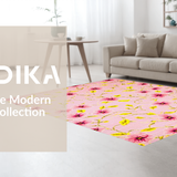 Ultra Soft Area Rug, Non Slip, Stain Resistant, Washable Area Rugs for Living Room, Bedroom, Serene Elegant Flower Aesthetic(Pink)