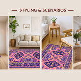 Ultra Soft Area Rug, Non Slip, Stain Resistant, Washable Area Rugs for Living Room, Bedroom, Eclectic Soft Purple Patterned Delight(Purple)