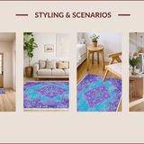 Ultra Soft Area Rug, Non Slip, Stain Resistant, Washable Area Rugs for Living Room, Bedroom, Boho Medallion Violet Living Room Non-Shedding Rug(Purple)