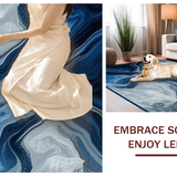 Ultra Soft Area Rug, Non Slip, Stain Resistant, Washable Area Rugs for Living Room, Bedroom, Dynamic Asymmetrical Marble Aesthetic(Blue)