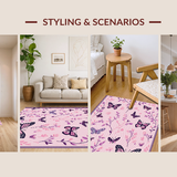 Ultra Soft Area Rug, Non Slip, Stain Resistant, Washable Area Rugs for Living Room, Bedroom, Enchanting Butterfly Dreamscape(Pink)