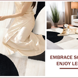Ultra Soft Area Rug, Non Slip, Stain Resistant, Washable Area Rugs for Living Room, Bedroom, Textured Ivory Black Area Rug for Modern High Traffic Spaces(Beige)