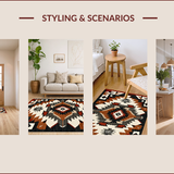 Ultra Soft Area Rug, Non Slip, Stain Resistant, Washable Area Rugs for Living Room, Bedroom, Contemporary Native American Aesthetic(Beige)
