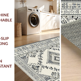 Ultra Soft Area Rug, Non Slip, Stain Resistant, Washable Area Rugs for Living Room, Bedroom, Trendy Earthy Toned Geometric Style(Gray)