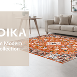 Ultra Soft Area Rug, Non Slip, Stain Resistant, Washable Area Rugs for Living Room, Bedroom, Rustic Warm Toned Diamond Design(Orange)