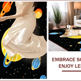 Ultra Soft Area Rug, Non Slip, Stain Resistant, Washable Area Rugs for Living Room, Bedroom, Playful Stellar Exploration Theme(Black)