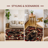 Ultra Soft Area Rug, Non Slip, Stain Resistant, Washable Area Rugs for Living Room, Bedroom, Artistic Bear Silhouette Arrangement(Brown)
