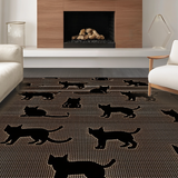 Ultra Soft Area Rug, Non Slip, Stain Resistant, Washable Area Rugs for Living Room, Bedroom, Artistic Abstract Cat Representation(Black)