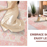 Ultra Soft Area Rug, Non Slip, Stain Resistant, Washable Area Rugs for Living Room, Bedroom, Stylish Pink Botanical Fusion(Pink)