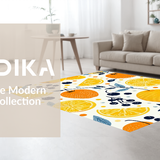 Ultra Soft Area Rug, Non Slip, Stain Resistant, Washable Area Rugs for Living Room, Bedroom, Delightful Fresh Fruit Design Elements(Orange)