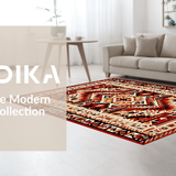 Ultra Soft Area Rug, Non Slip, Stain Resistant, Washable Area Rugs for Living Room, Bedroom, Textured Vintage Southwest Pattern(Red)